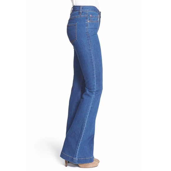 Free People Flared Jeans Dallas Blue Mid Rise - Picture 1 of 11